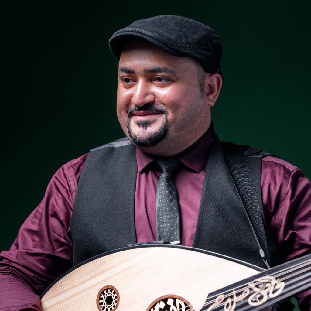 Artist Wael Salah with the oud
